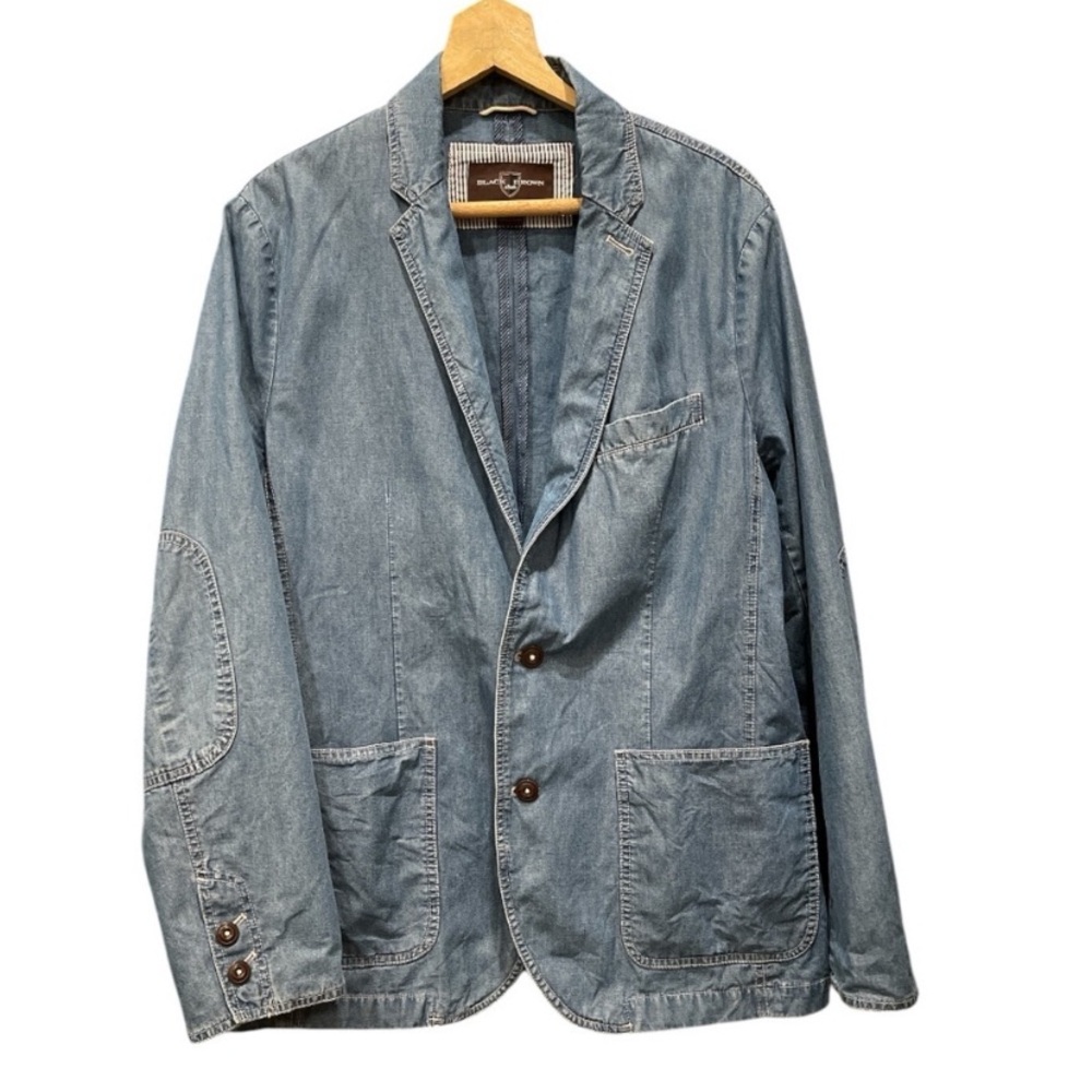 Black Brown Large blue washed denim 1826 men chambray sport coat blazer jacket